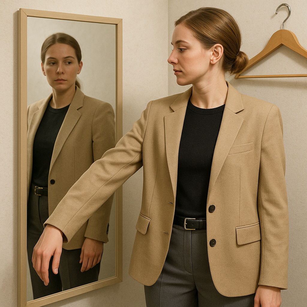 The blazer swap: size up for shoulders, then tame the waist