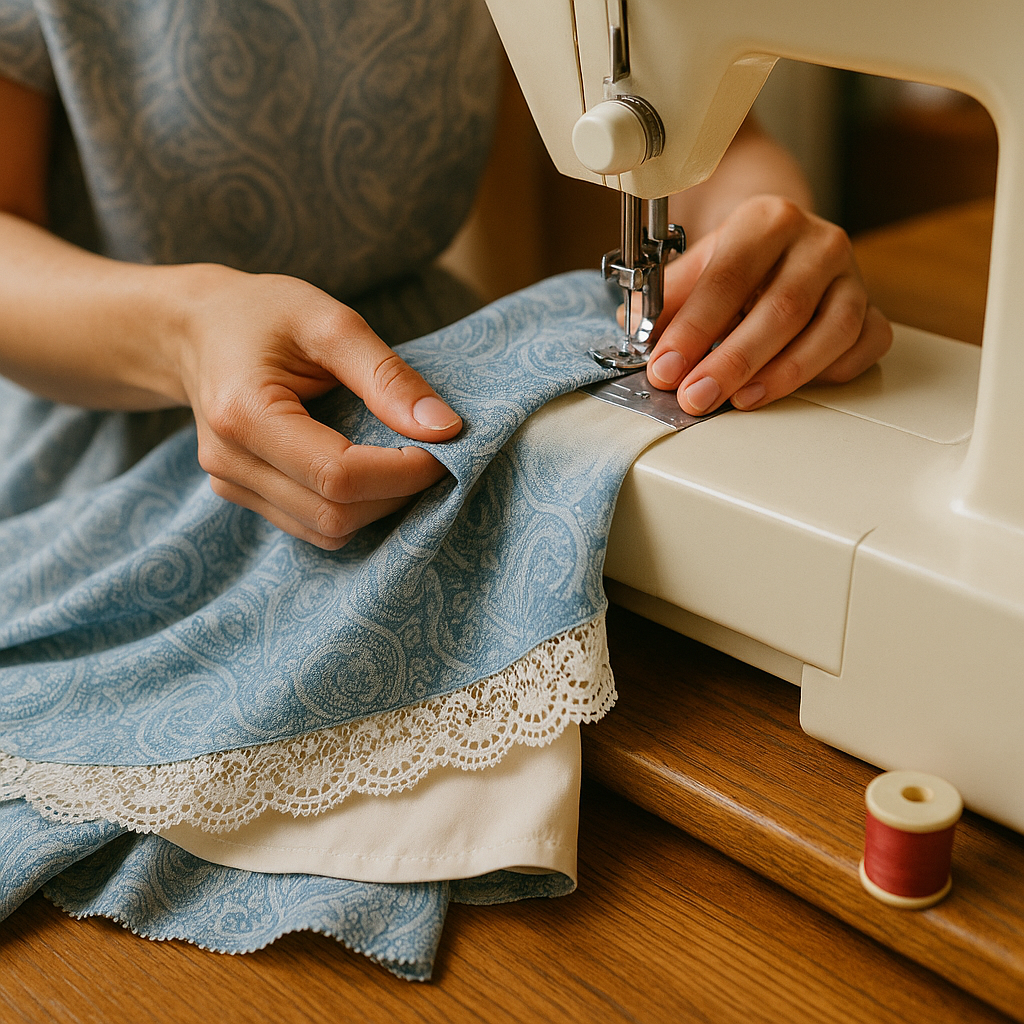 Hemming thrifted dresses with lining, lace, or a tricky edge