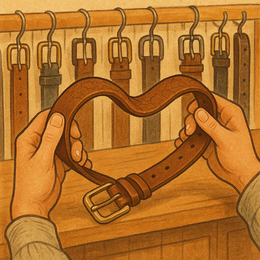 Belts: the leather test I do in the aisle