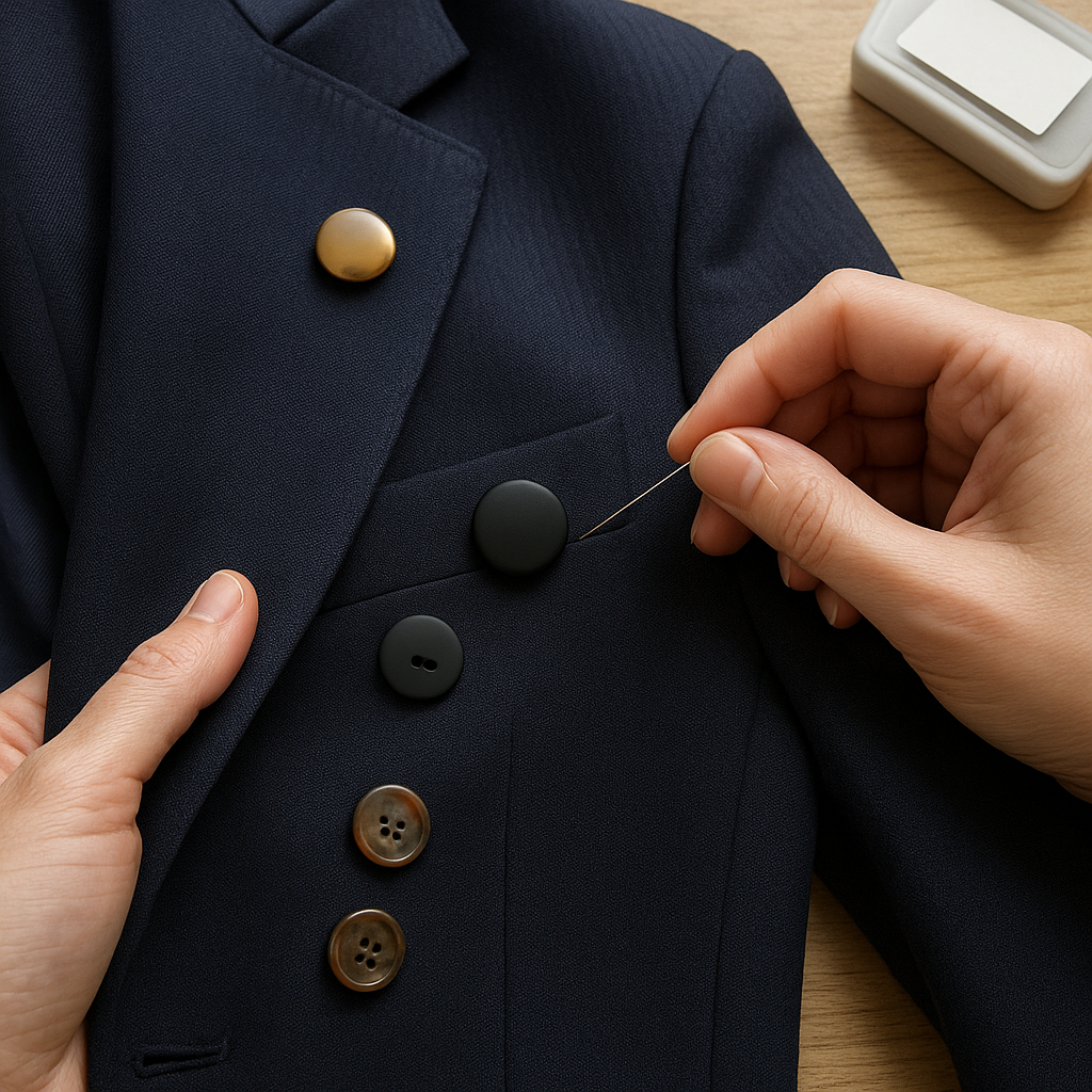 The button swap that makes a blazer look current