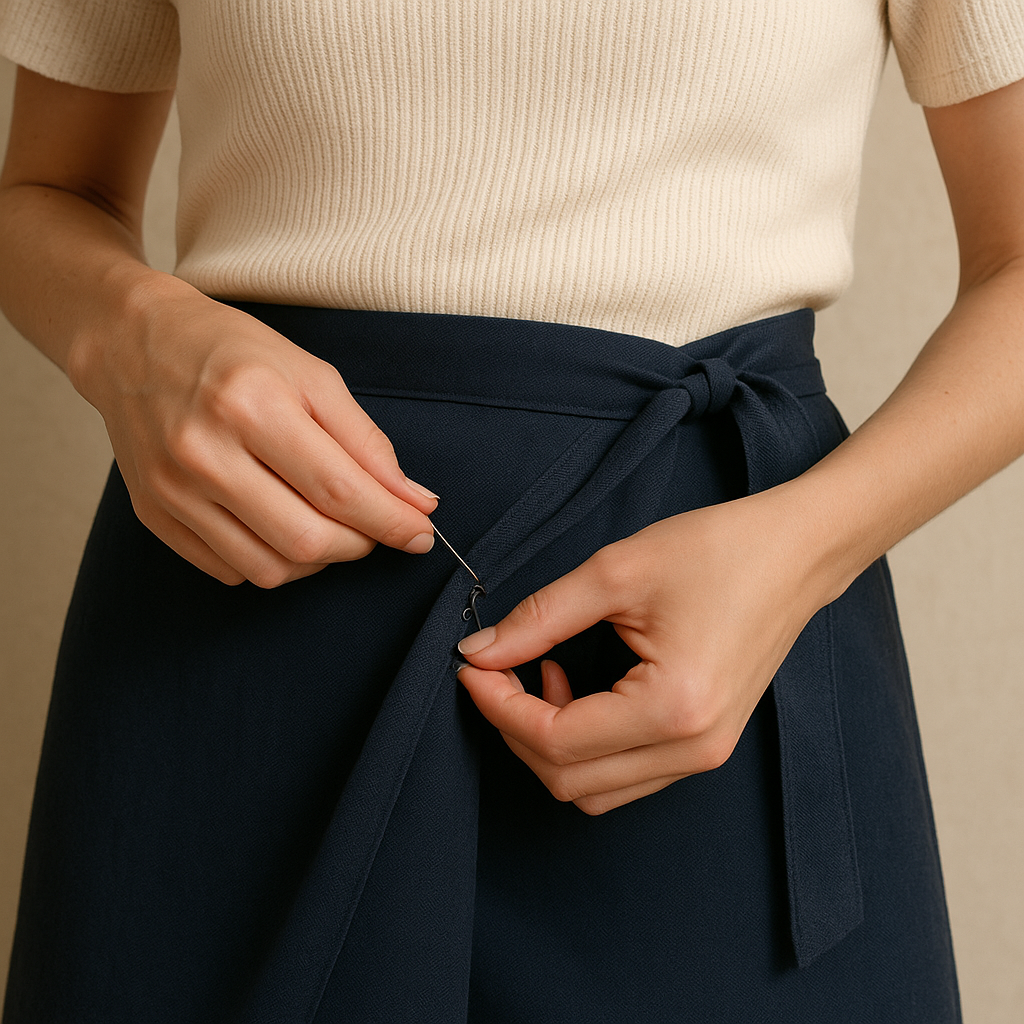 One skirt hook makes wrap pieces behave
