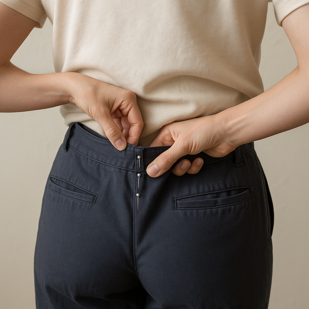Reshaping a thrifted waistband without chasing the hips