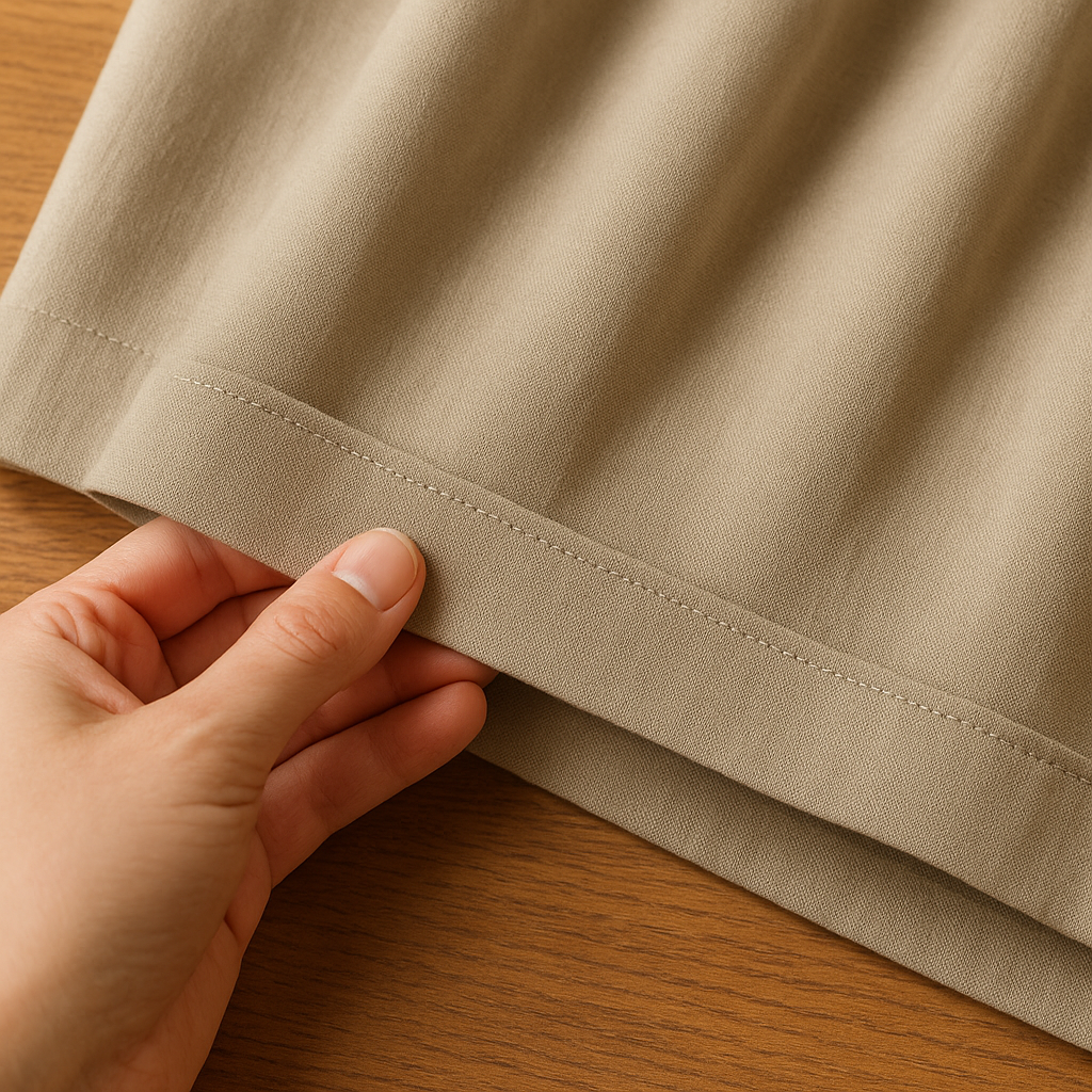 The 1-inch double-fold hem I use to add weight (and hide sins)