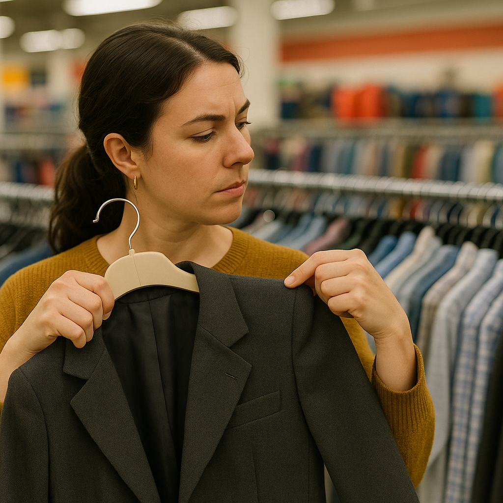 The shoulder check I do in the aisle (before I even try it on)