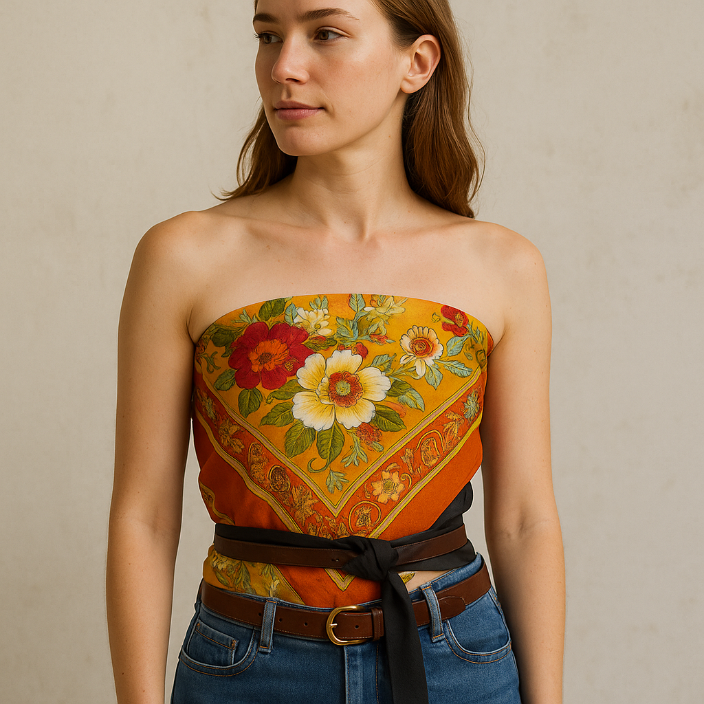 Turn a silk scarf into a top without sewing a thing (for 3 hours max)