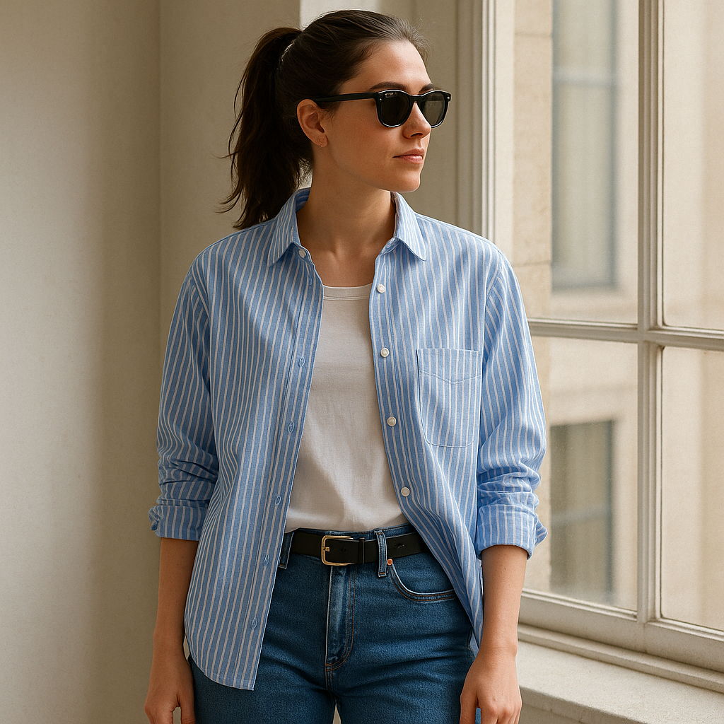 The poplin shirt is doing more work than your blazer